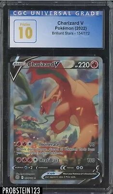 $0.99 • Buy 2022 Pokemon Brilliant Stars #154 Charizard V CGC 10 PRISTINE