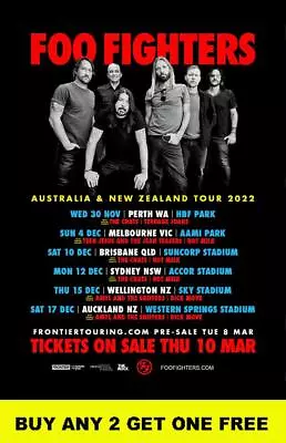 FOO FIGHTERS 2022 Laminated Australian Tour Poster FREE POSTAGE • $15.95