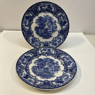 2 Antique Petrus Regout 8.75 W Abbey Blue Plate Maastricht Holland • $22.40