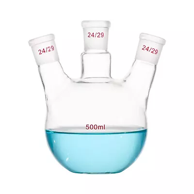 500ml3-Neck24/29Flat Bottom Glass FlaskThree NecksLab Chemistry Vessel • $31.99