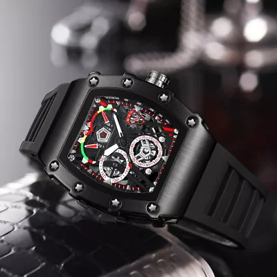 Men's Watch Transparent Tonneau Mechanical Watch Quartz Watch Skeleton Watch • $10.30