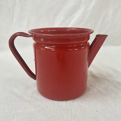 Vintage Enamelware Red Coffee Pot Tea Plant Watering Can Flower Vase Succulents • $15