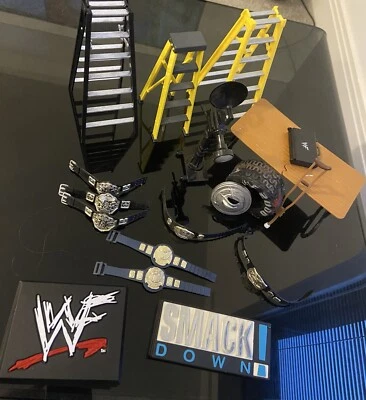 £19.99 • Buy WWE/WWF Wrestling Titan Tron Figures And Ring Accessories Bundle