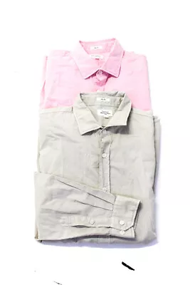 Hartford Mens Light Pink Cotton Collar Long Sleeve Dress Shirts Size L Lot 2 • $40.81