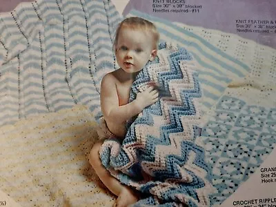 Vintage Baby Afghan Kit 100% DuPont Orlon Yarn Knits Inc Light Aqua Blue White • $34.99