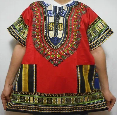 Dashiki Mens Caftan African Womens Hippie Boho Rasta Blouse Ethnic Top 1X • $17.90