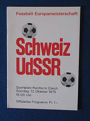 £6.99 • Buy European Championship Qualifier Programme - 12/10/75 - Switzerland V Russia
