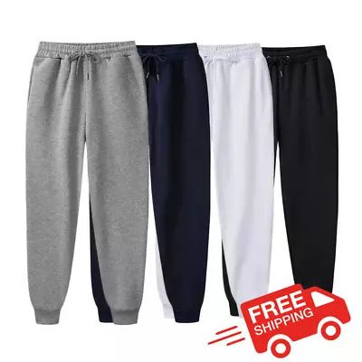 Mens Jogging Fleece Joggers Tracksuit Bottoms Trousers Gym Workout Sweat Pants • $14.49