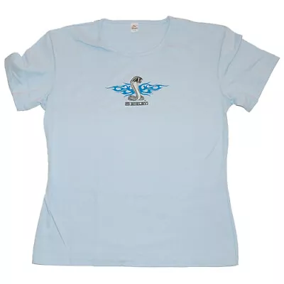 Ladies Blue T-Shirt Ford Mustang Shelby GT500 Snake W/ Flames Logo • $23.77