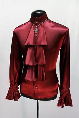 Shrine Louis Xiv Gothic Vampire Dracula Steampunk Red Satin Victorian Shirt  • $109.99