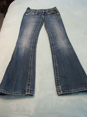 MISS ME WOMEN'S Blue Cotton Bl Boot Cut Embellished Jeans Size 25 • $24.99