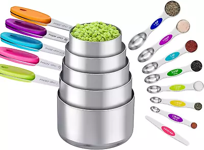 Naitesen 13PCS Measuring Cups And Magnetic Measuring Spoons Set With Leveler St • $21.85