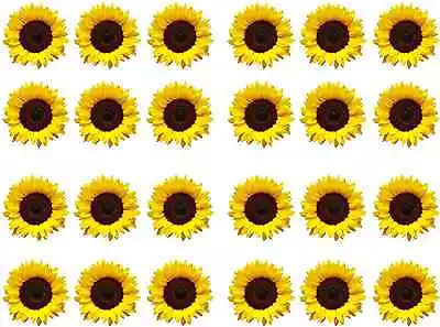 24 X Bright Sunflower Edible Rice Wafer Paper Cupcake Fairy Cake Bun Toppers • £1.99