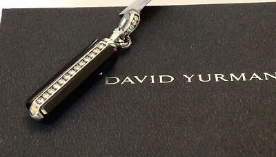 DAVID YURMAN 29x 8.5mm Lexington Enhancer Pendant Onyx Diamond Silver NWT $1225 • $1004.50