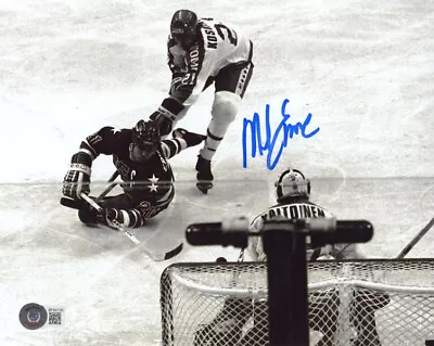 MIKE ERUZIONE SIGNED AUTOGRAPHED 8x10 PHOTO OLYMPIC GOLD HOCKEY HERO BECKETT BAS • $65