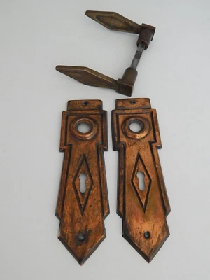 £65 • Buy 1 X Pair Of Authentic Art Deco Copper Plated Brass Door Handles C1933