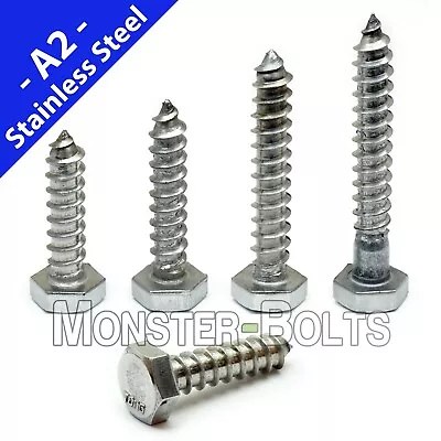 1/4  Stainless Steel Hex Lag Screws / Lag Bolts 18-8 (A2) (aka Coach Screw) • $38.45