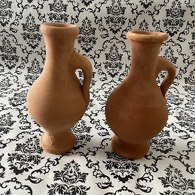 £21.95 • Buy Vintage Terracotta Moroccan Pottery Vase Jug Pitcher | Traditional Ornament X2