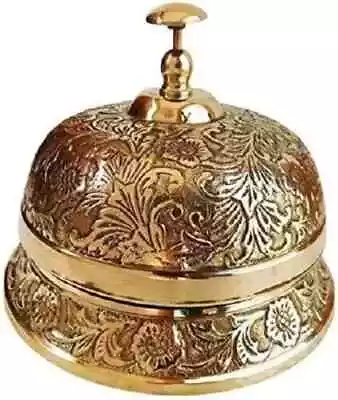 Vintage Table Desk Bell Antique Brass Hotel Service Ornate Reception Counter • $26