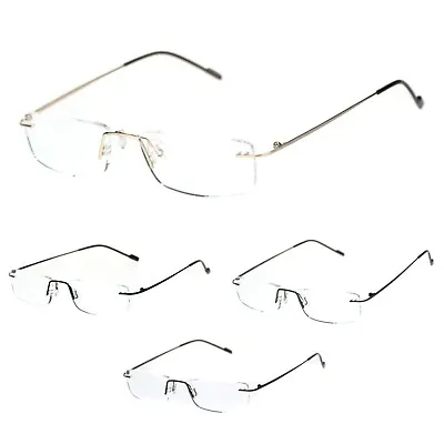 Rimless Rectangular Clear Super Light Weight Reading Glasses • $12.95