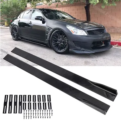 For Infiniti G35 G37 79'' Side Skirt Splitter Rocker Panel Glossy Black Body Kit • $75.42