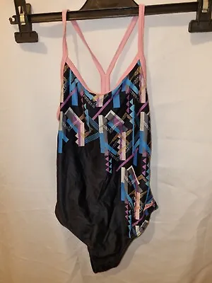 Gorgeous Multi-coloured Black ZOGGS Swimming Bathing Costume Suit Age 7 8 Years • £4.99