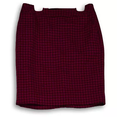 Merona Womens Pink Houndstooth Stretch Extensible Back Zip Mini Skirt Size 2 • $12.99