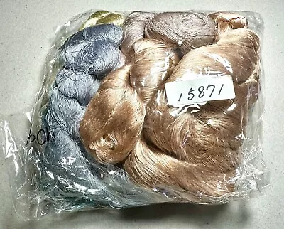 Lot Of 6: Silk Skeins Yarn Teal Blue Light Copper Mauve Yellow • $28