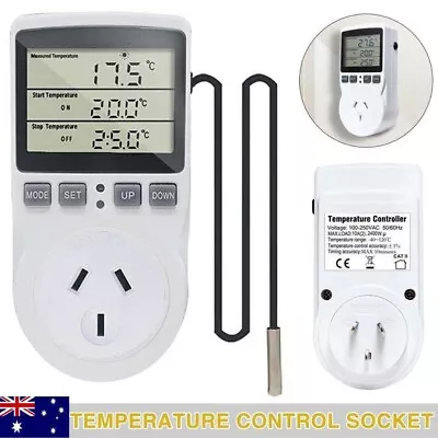 Digital AU Plug Thermostat Timer Switch Socket Temperature Controller Sensor • $26.58