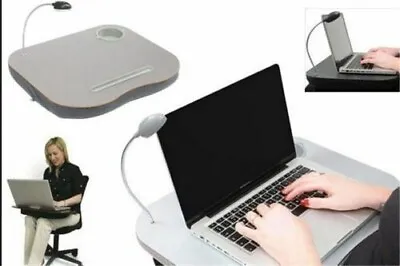 Laptop Cushion Portable Lap Top Tray Reading Table With 5 Led Light&cup Holder • £19.90