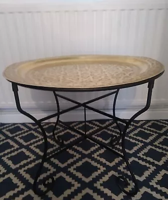 £160 • Buy Solid Moroccan Hand Hammered Brass  Coffee Table 59 Cm Diameter