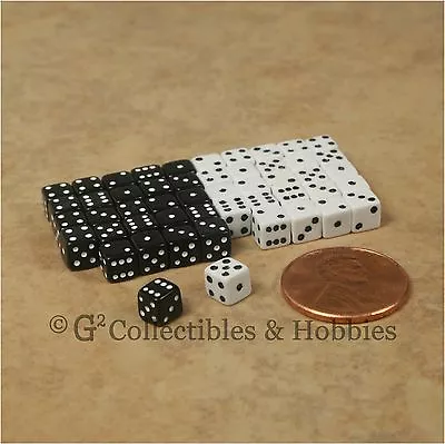 NEW 5mm 50 Black White Mini Dice Set RPG Game Miniature 3/16 Inch Tiny D6 Koplow • $6.99