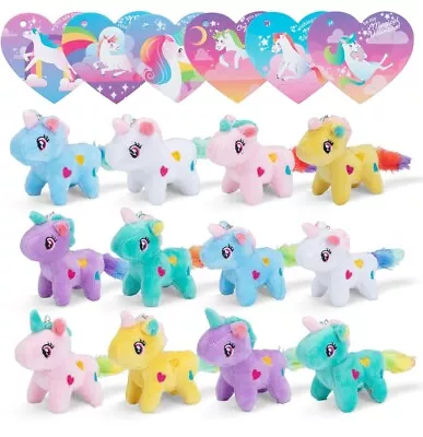 12 Pack Unicorn Mini Stuffed Plush Animals Key Chain For Birthday Partys Gifts • $18.98