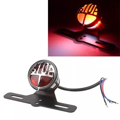 Round Stop Vintage License Plate Mount Tail Brake Light  For Harley Bobber • $20.97