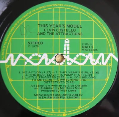 Elvis Costello The Model Australia Press 12'' Vinyl Lp  DISC ONLY 1978 • $27