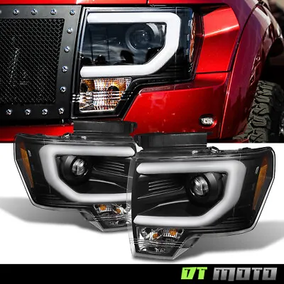 Black 2013-2014 Ford F150 LED DRL Tube  D3S HID  Projector Headlights Headlamps • $321.99