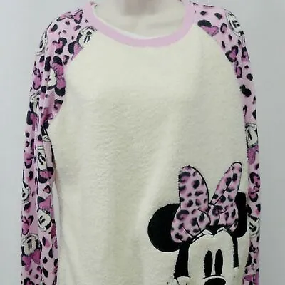 NEW Disney Embroidered Minnie Mouse Fleece Top MSRP $54 Size L • $19.90