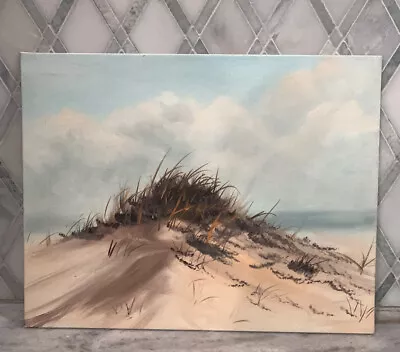 Vintage Seagrass Beach Sand Dunes Seascape Ocean 11”X14” Oil Canvas Board • $46.99