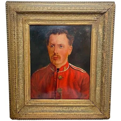 British 19th Century Military Oil Painting Portrait Red Coat Uniform Soldier • £2950