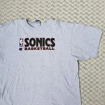 Vtg Champion Seattle Supersonics Sonics NBA Basketball Graphic T Shirt - XXL • $34.97