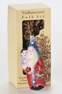 $59.99 • Buy Vaillancourt Folk Art Glass Ornament Starlight Father Christmas W Child 1997 LE