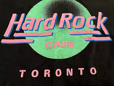 Vintage Hard Rock Cafe Toronto Skydome T Shirt Black Neon Pink Green • $14