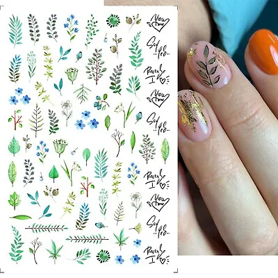 Nail Art Stickers Transfers Decals Spring Summer Flowers Floral Fern (XF3350) • £1.65