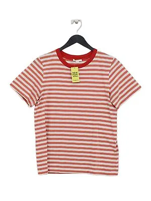 COS Women's T-Shirt S Pink Striped 100% Cotton Short Sleeve Round Neck Basic • £12.40