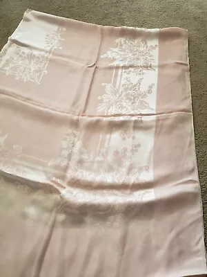 Vintage Tablecloth Satin Pink & Silver W/ 7 Napkins Pre-owned  • $55