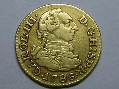 1786 Madrid 1/2 Escudo Charles Iii Spanish Gold Coin Spain Colonial • $260