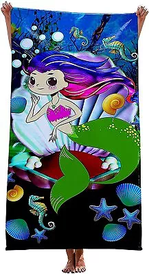 Alottagifts Mermaid Microfiber Sand Free Beach Towel Blanket Bath Towel NEW • $13.99