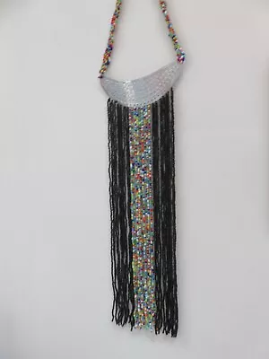 KENYA  African Ethnic Jewelry MAASAI  GLASS BEADED NECKLACE WITH EARRINGS • $30.56