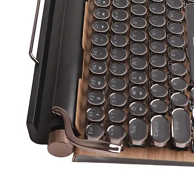 (Wood Grain Color) Retro Typewriter Keyboard 83 Keys Mechanical Keyboard • £77.38