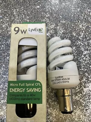 2x CFL Small Bayonet Low Energy Lamps 9w =40w • £5.99